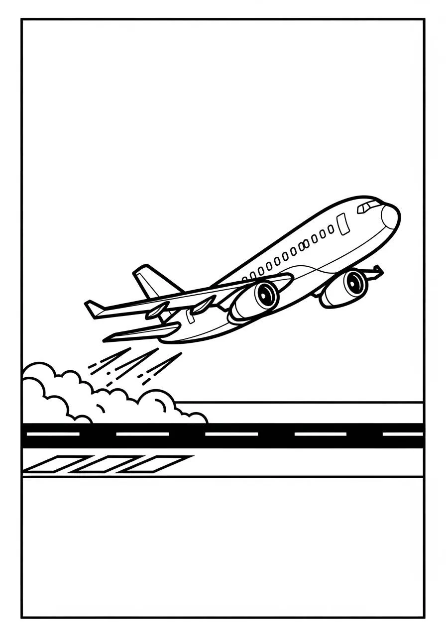 Dibujo de Avión despegando de la pista para colorear