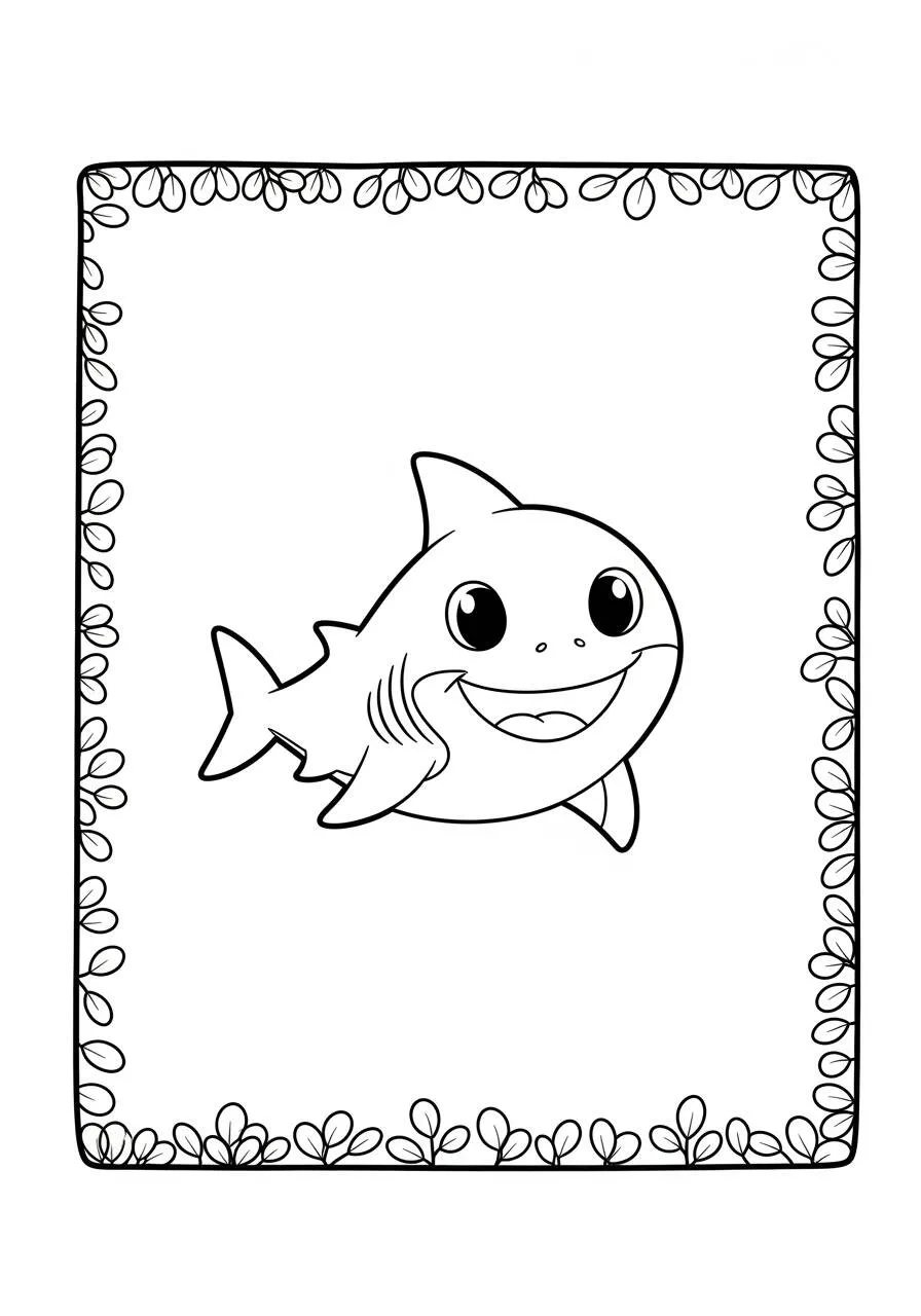 Desenho de Tubarão Fofo para Colorir