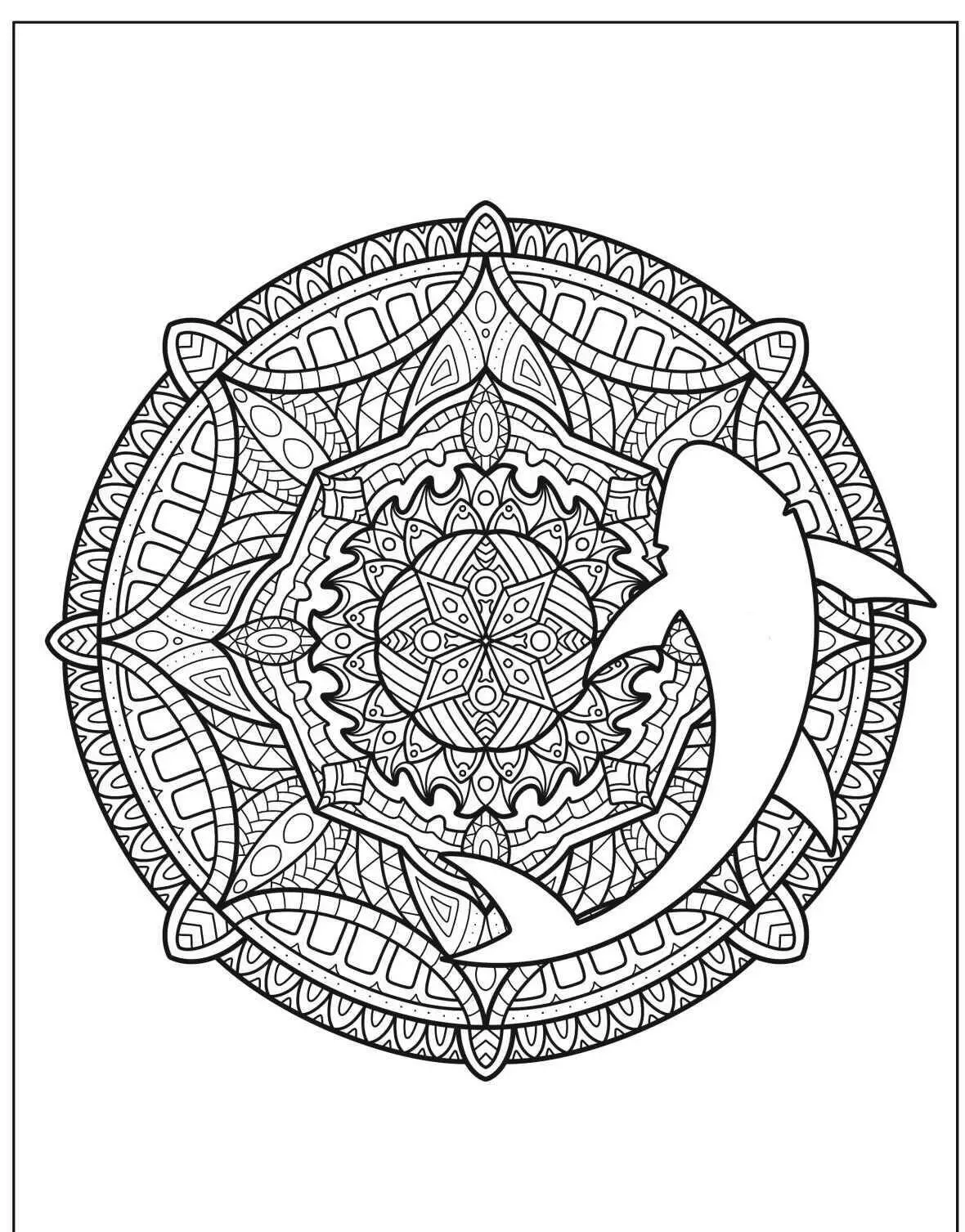 Shark Mandala Coloring Page