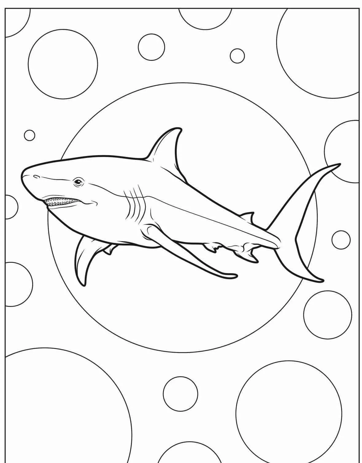 Shark with Bubbles Coloring Page