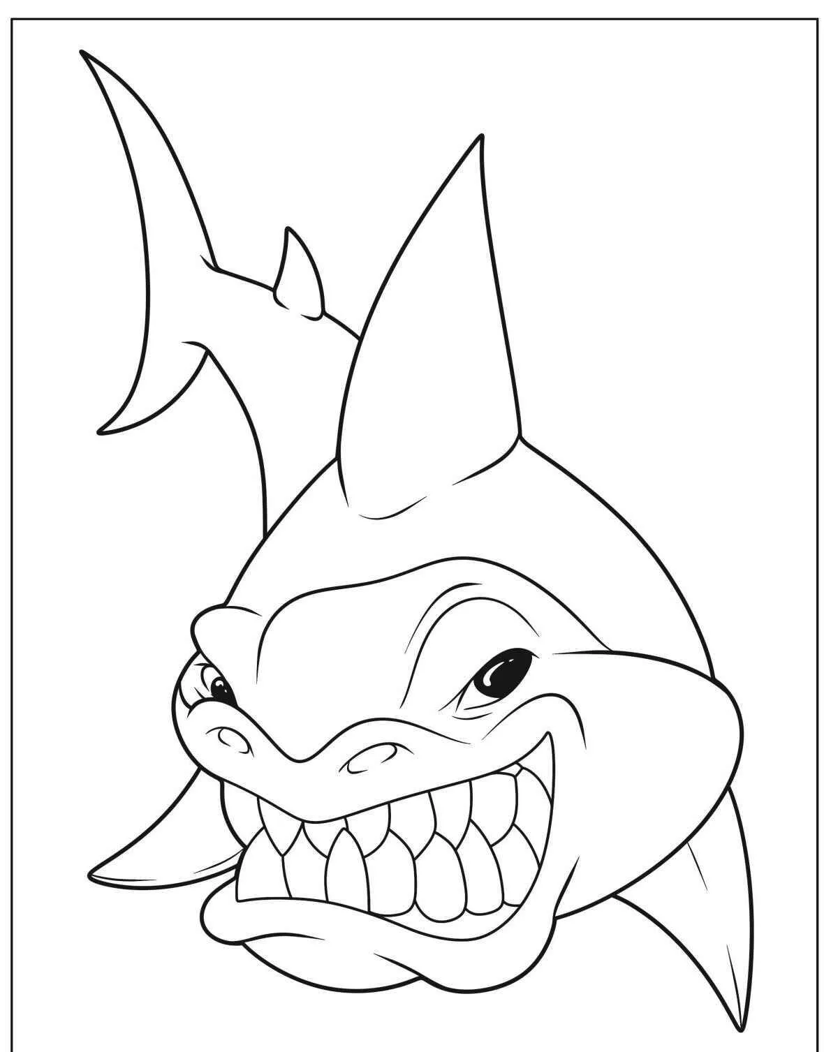 Tiburón Sorriente Dibujo para colorear