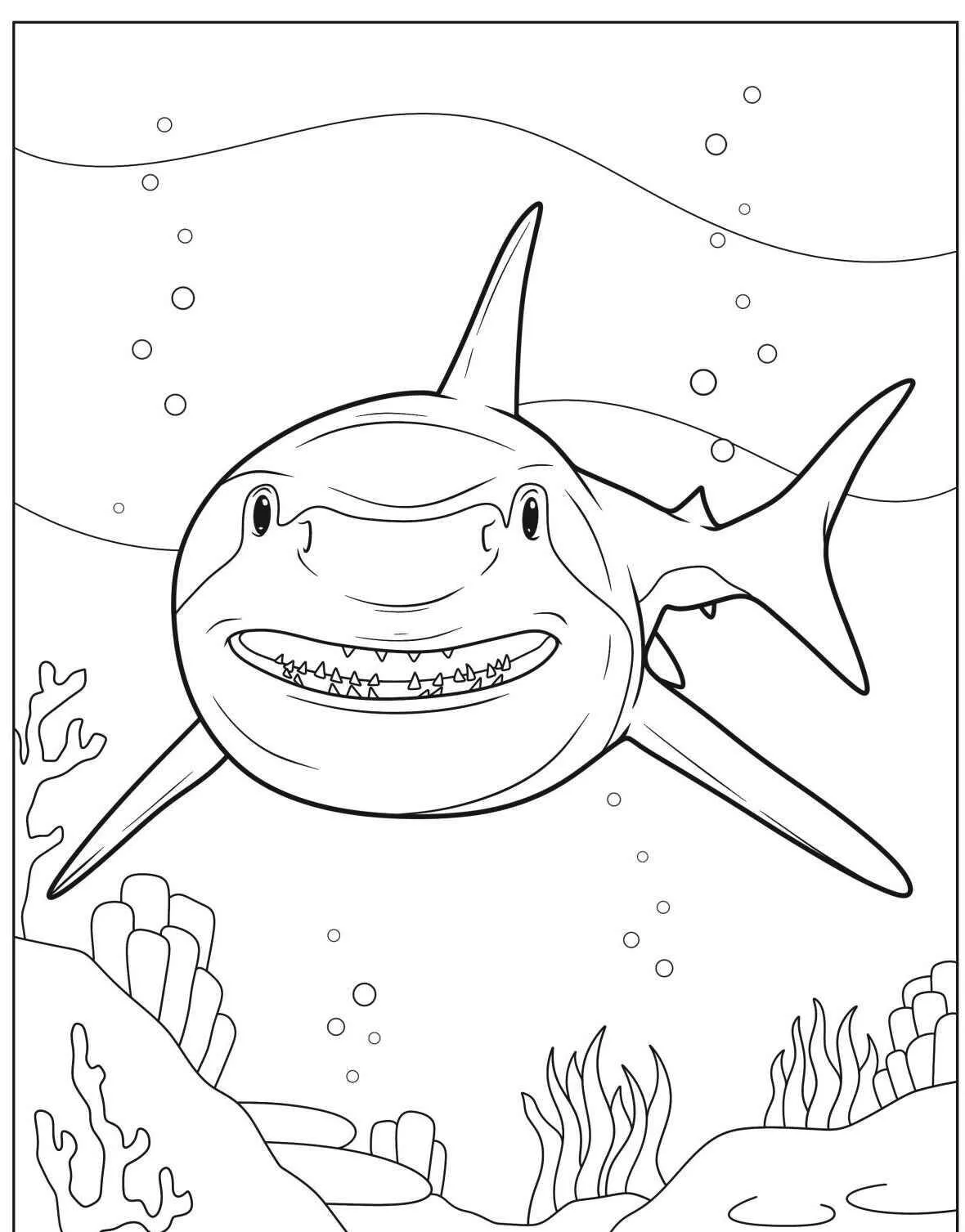 Coloriage de requin souriant