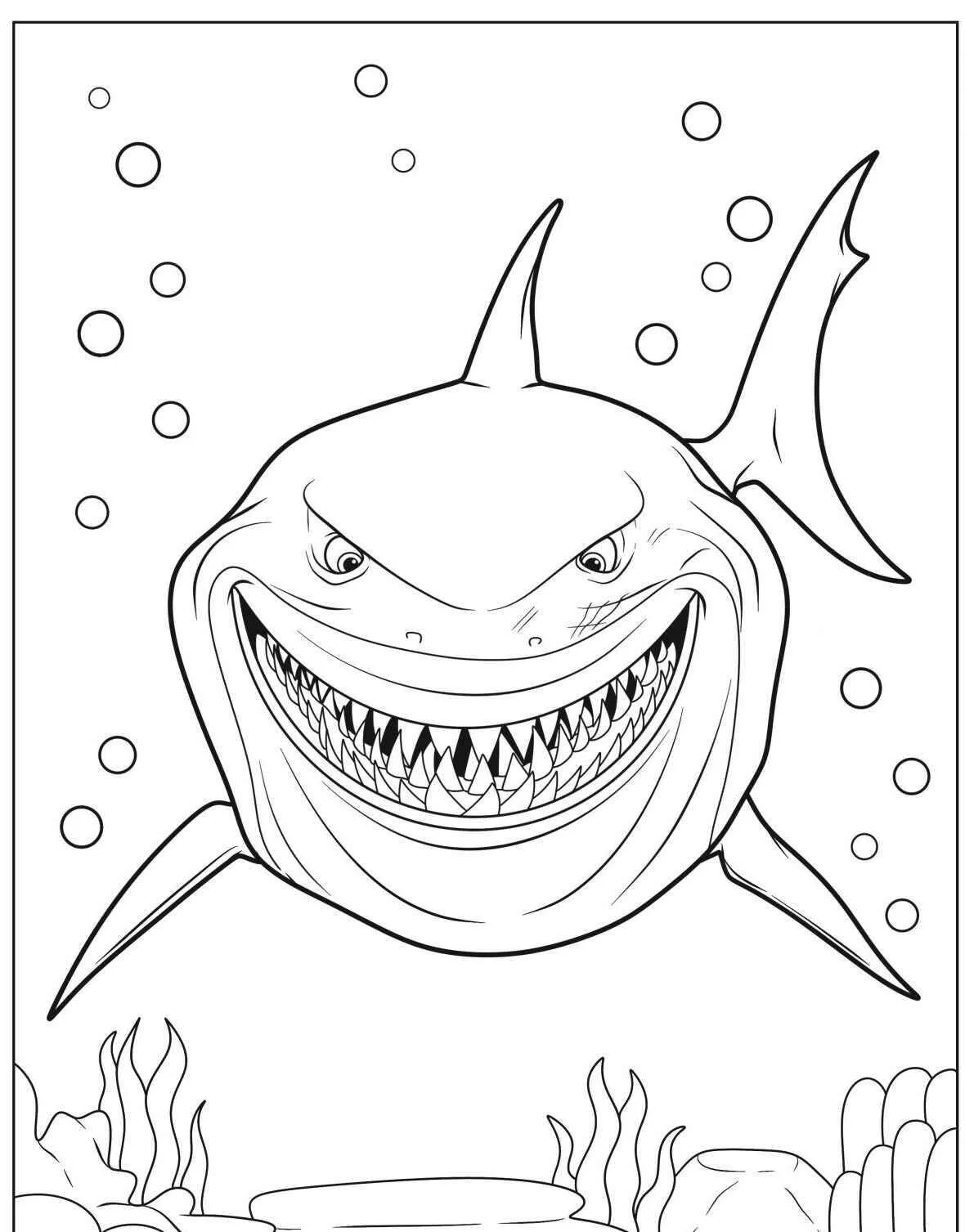 Coloriage Réquin avec un sourire aiguisé