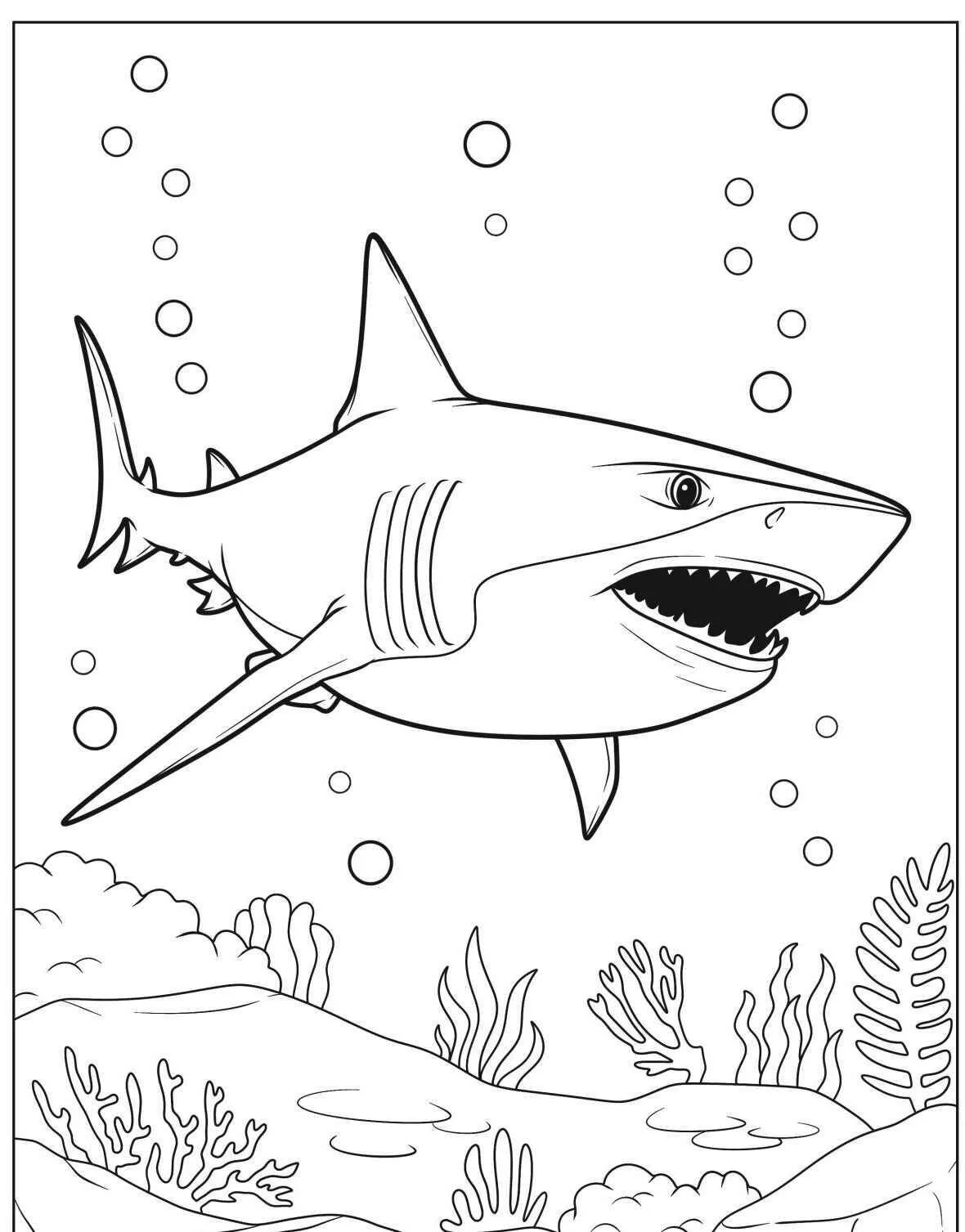 Coloriage attrayant de requin blanc