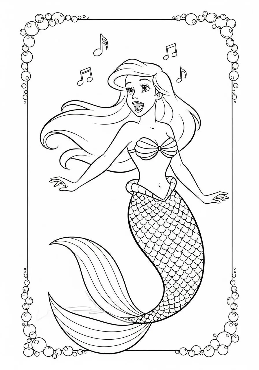 ariel sirena cantando al color