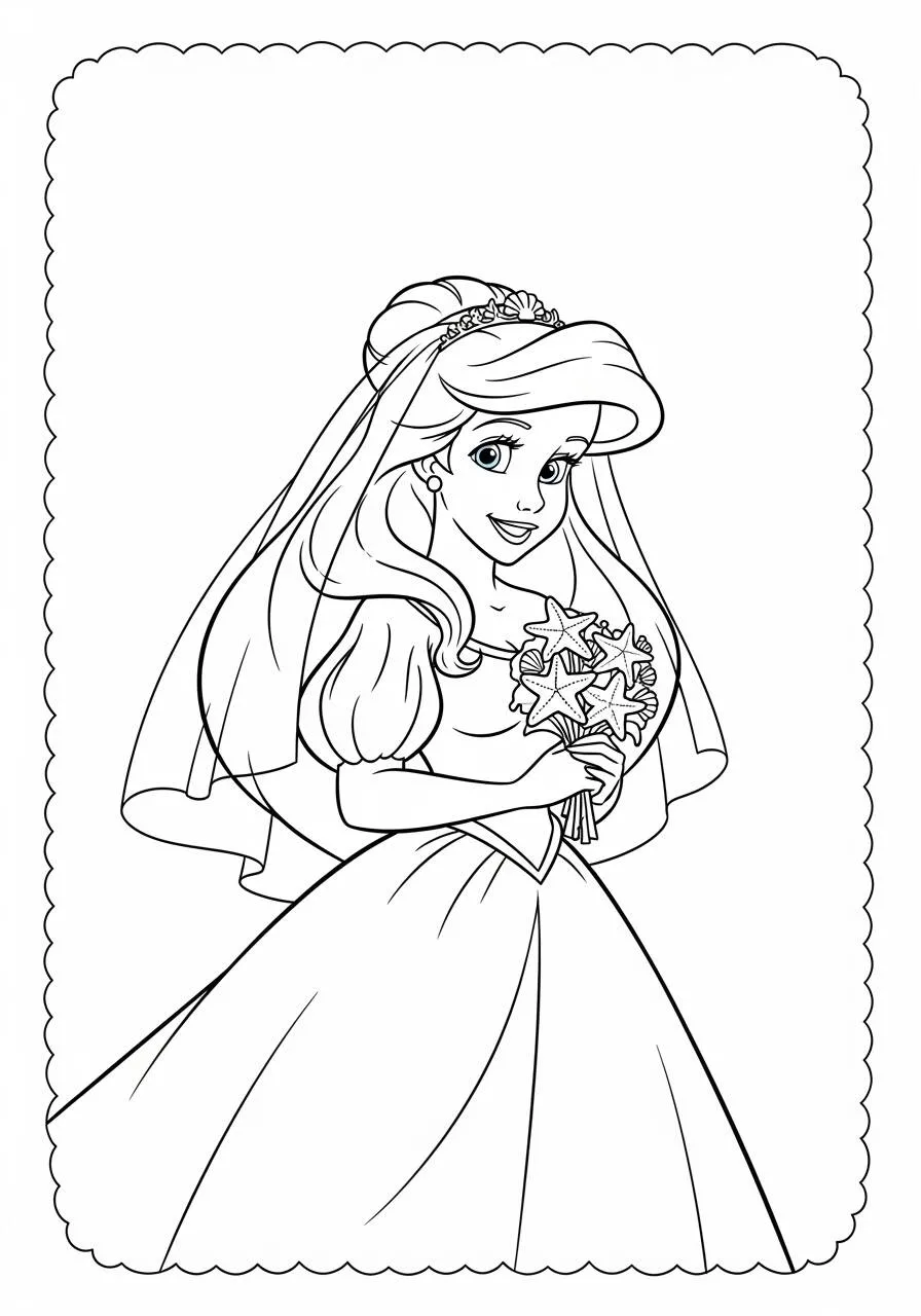 ariel como princesa Dibujo para colorear
