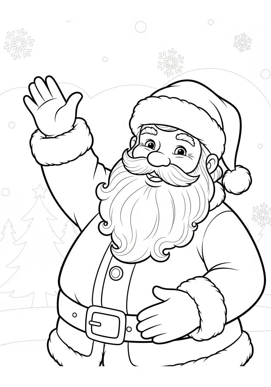 Desenho de Papai Noel Acenando para Colorir