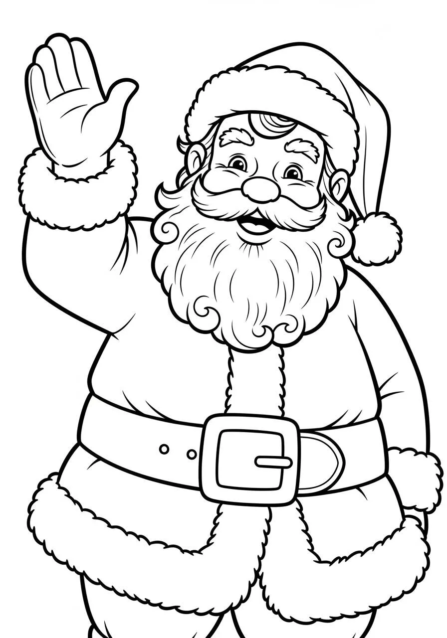 Desenho de Papai Noel Acenando para Colorir