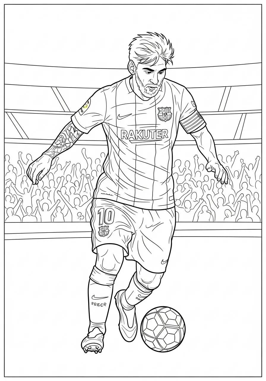 Ausmalbild: Messi dribbelt
