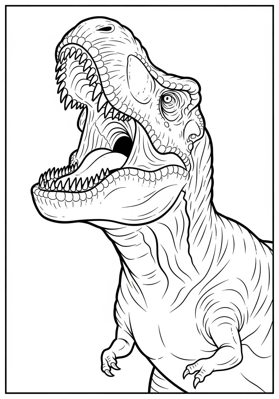 T Rex Rugiendo Dibujo para colorear