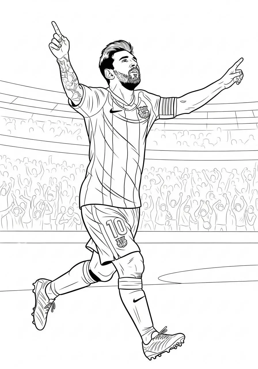 Ausmalbild: Messi feiert ein Tor