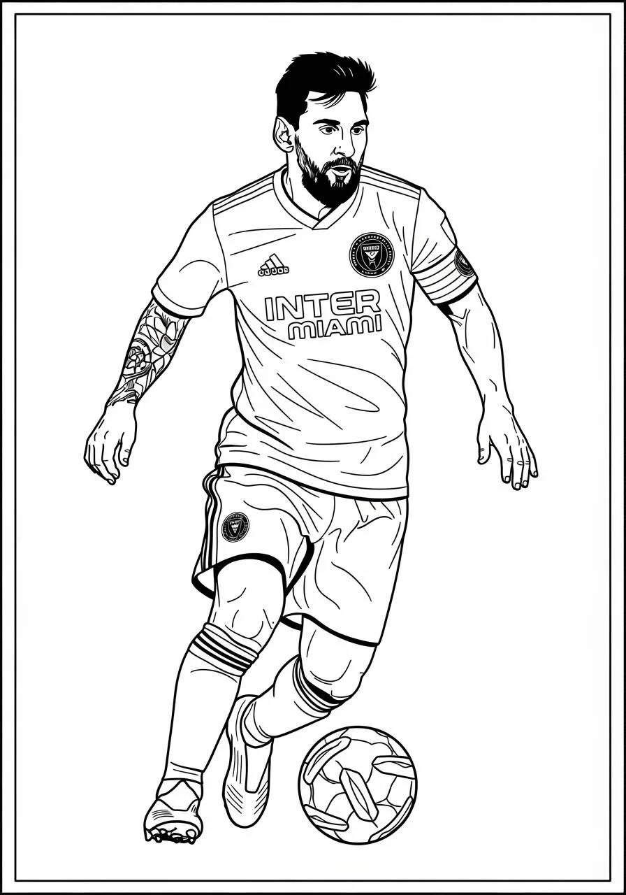 Ausmalbild: Messi spielt für Inter Miami