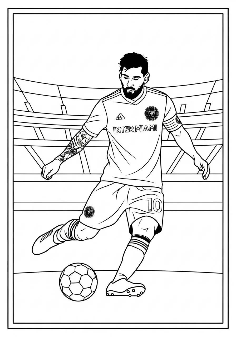 Ausmalbild: Messi spielt für Inter Miami
