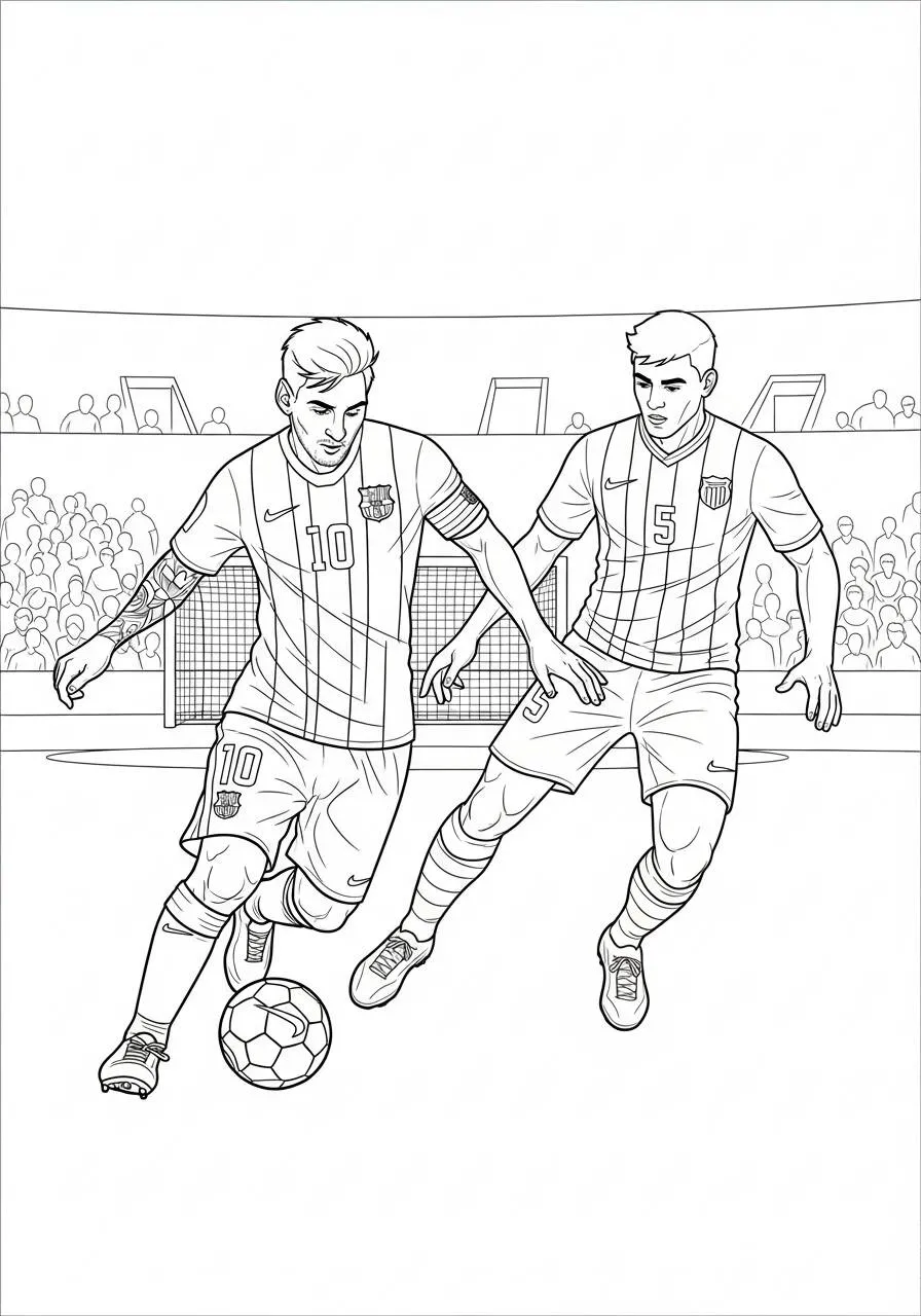 Ausmalbild: Messi dribbelt