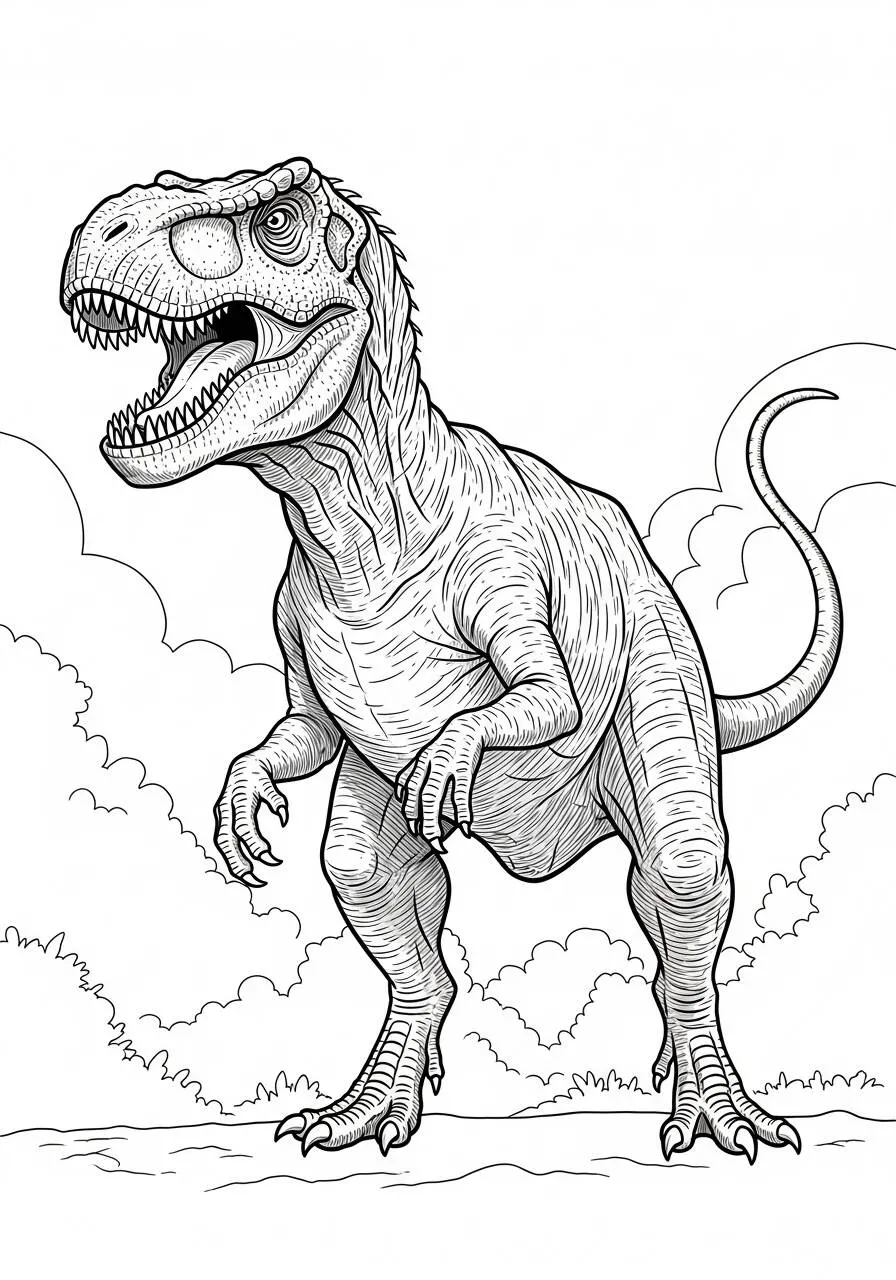 Desenho de T Rex Imponente para Colorir
