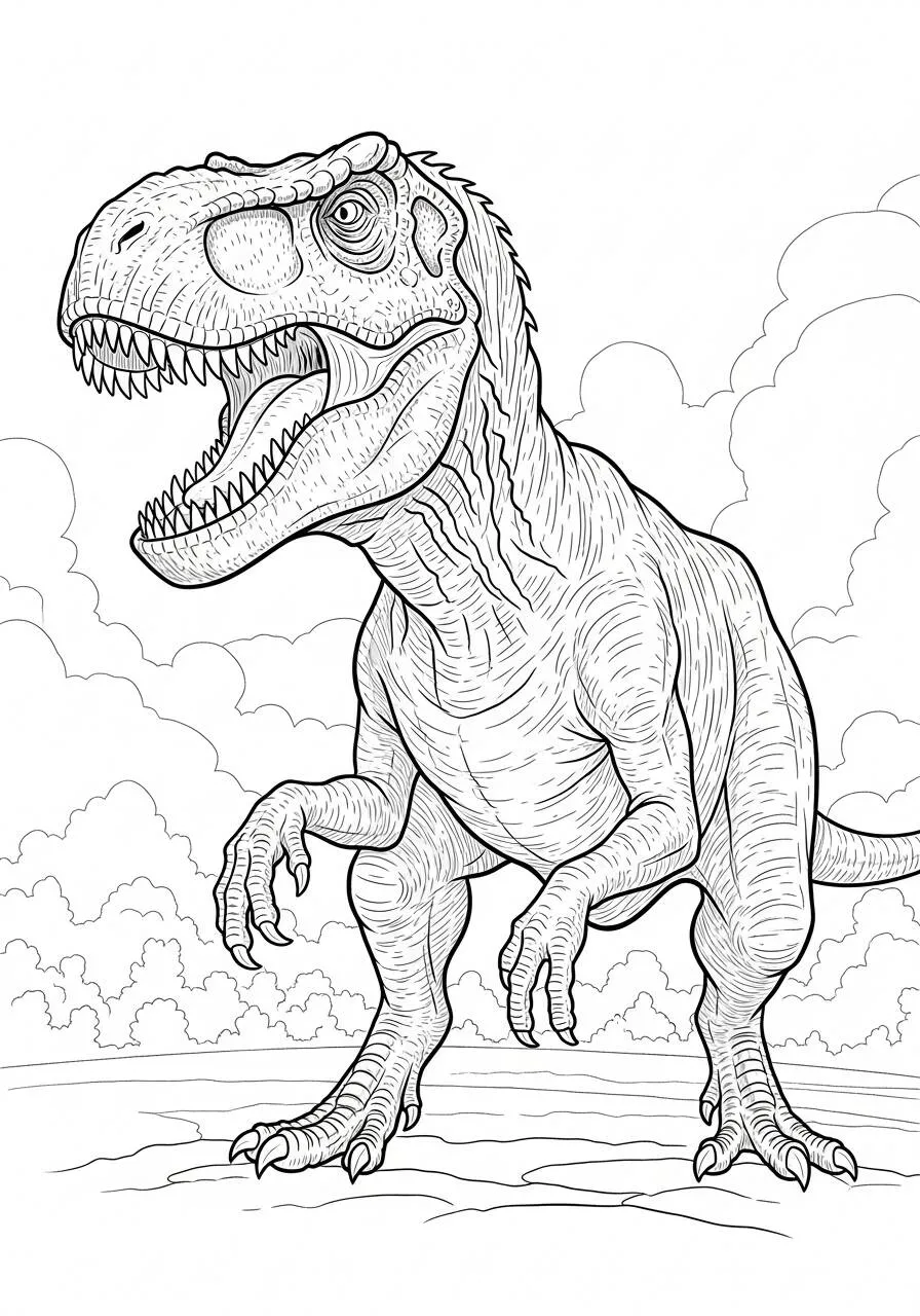 Desenho de T Rex Imponente para Colorir