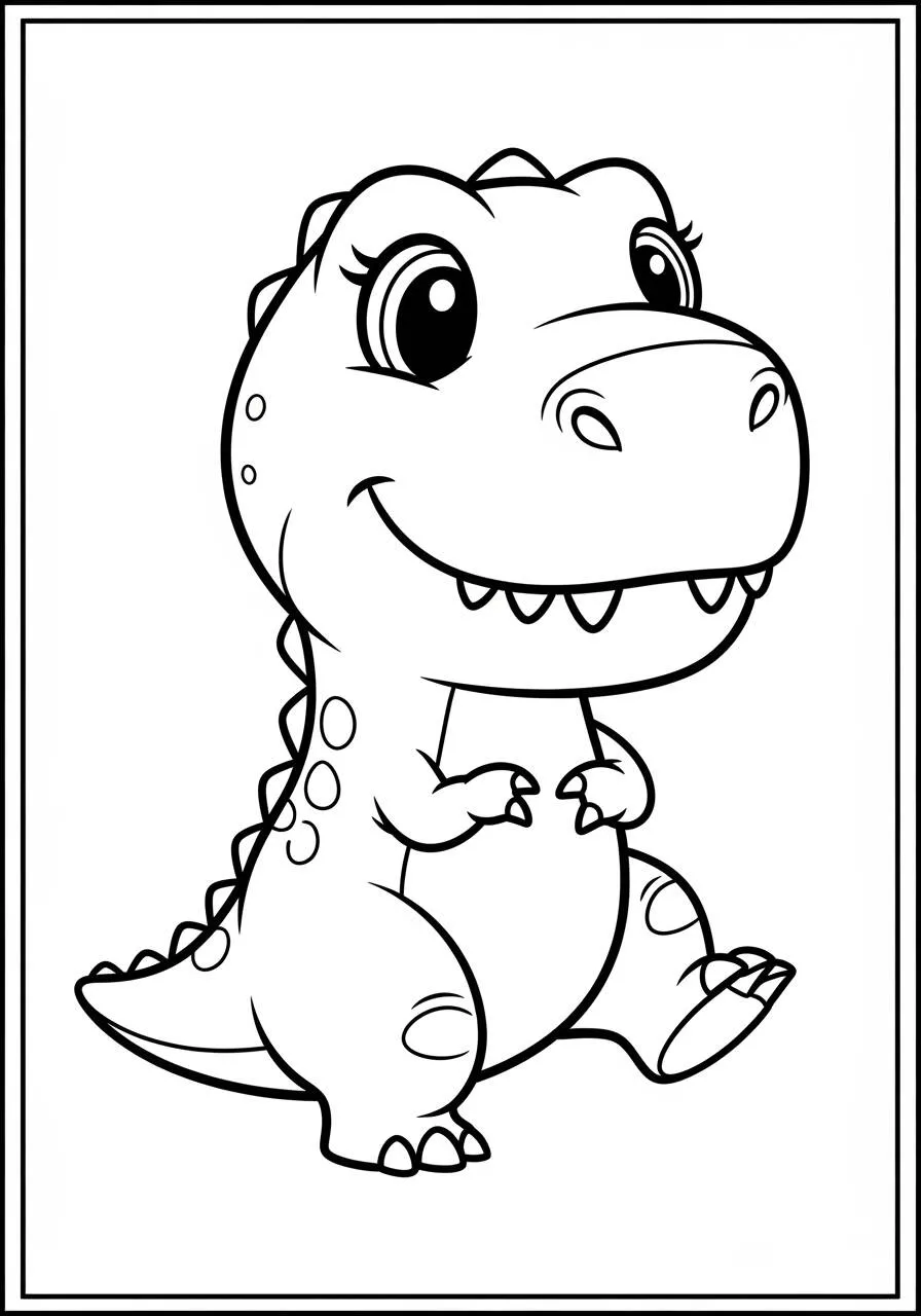 Desenho de T Rex Fofo para Colorir