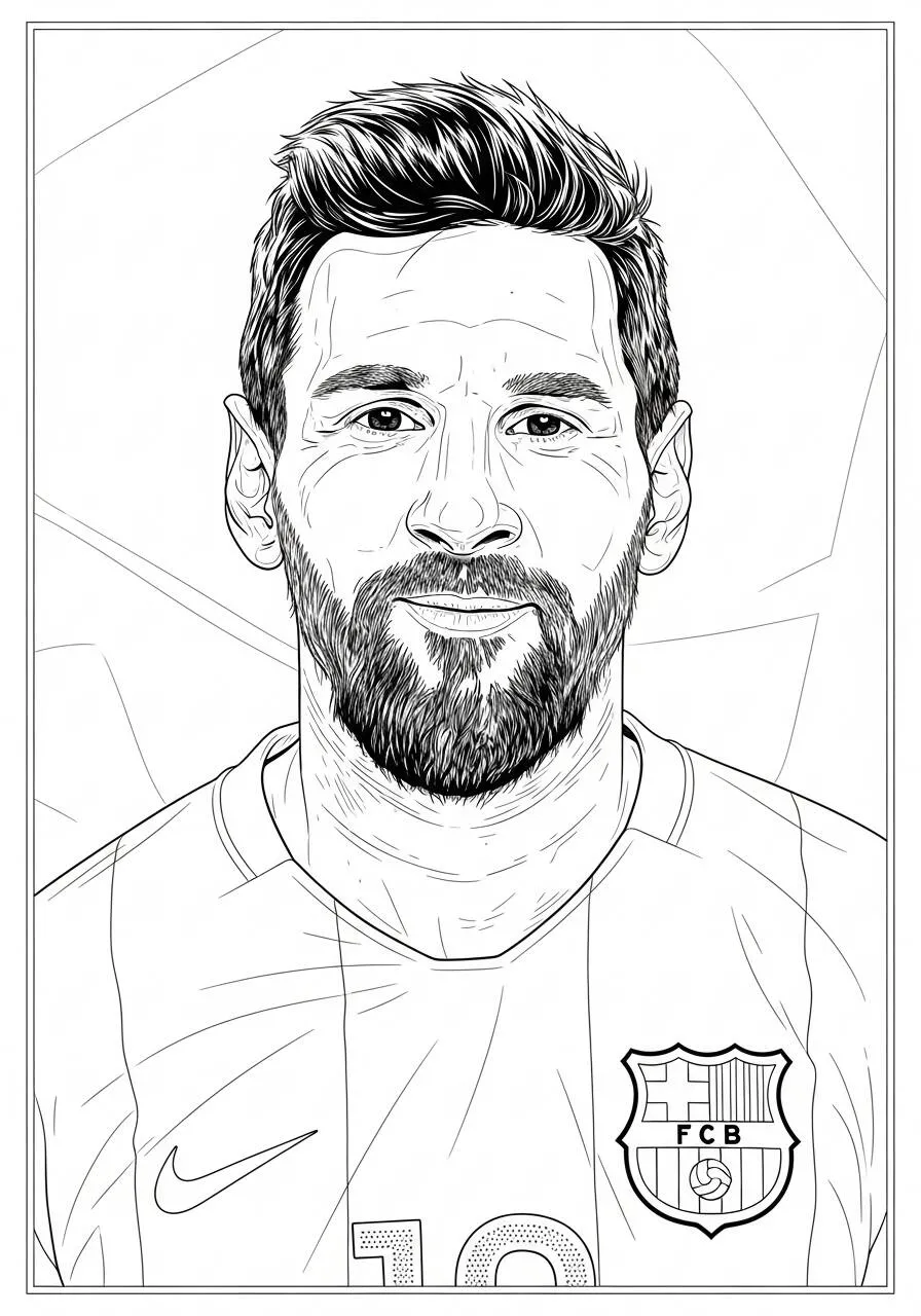 Kolorowanka Messi w koszulce Barcelony