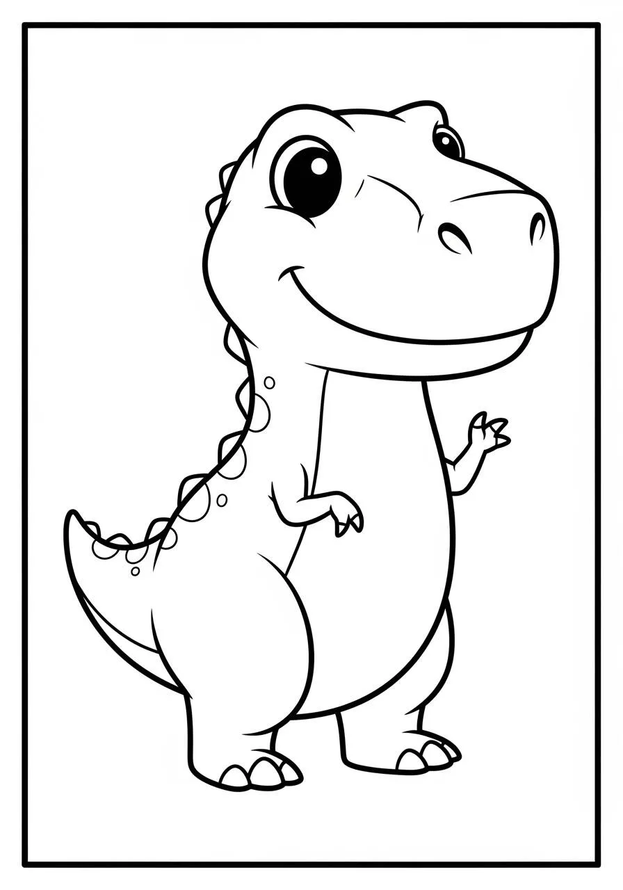 Desenho de T Rex Sorridente para Colorir