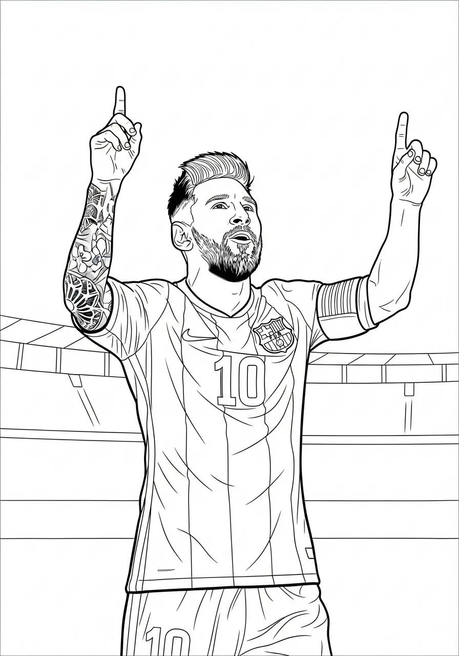 Ausmalbild: Messi feiert das Tor