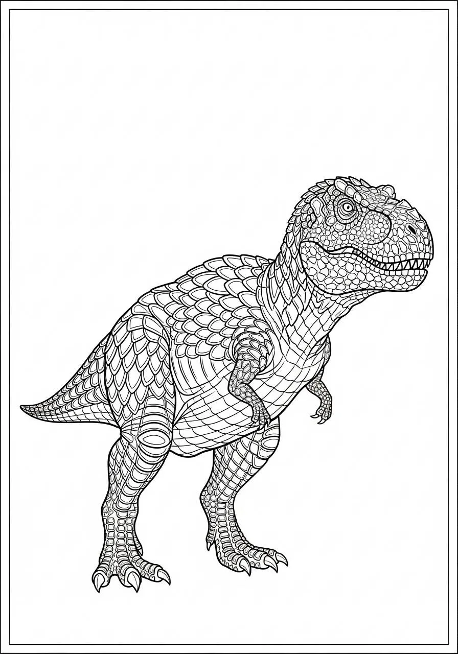 Desenho de T Rex Detalhado para Colorir