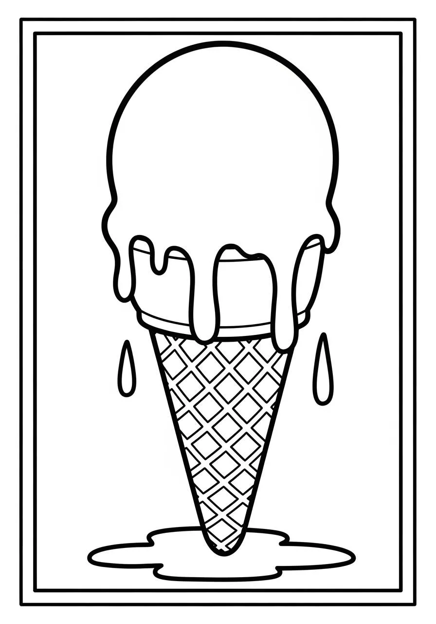Dibujo de Helado derritiéndose en un cono para colorear