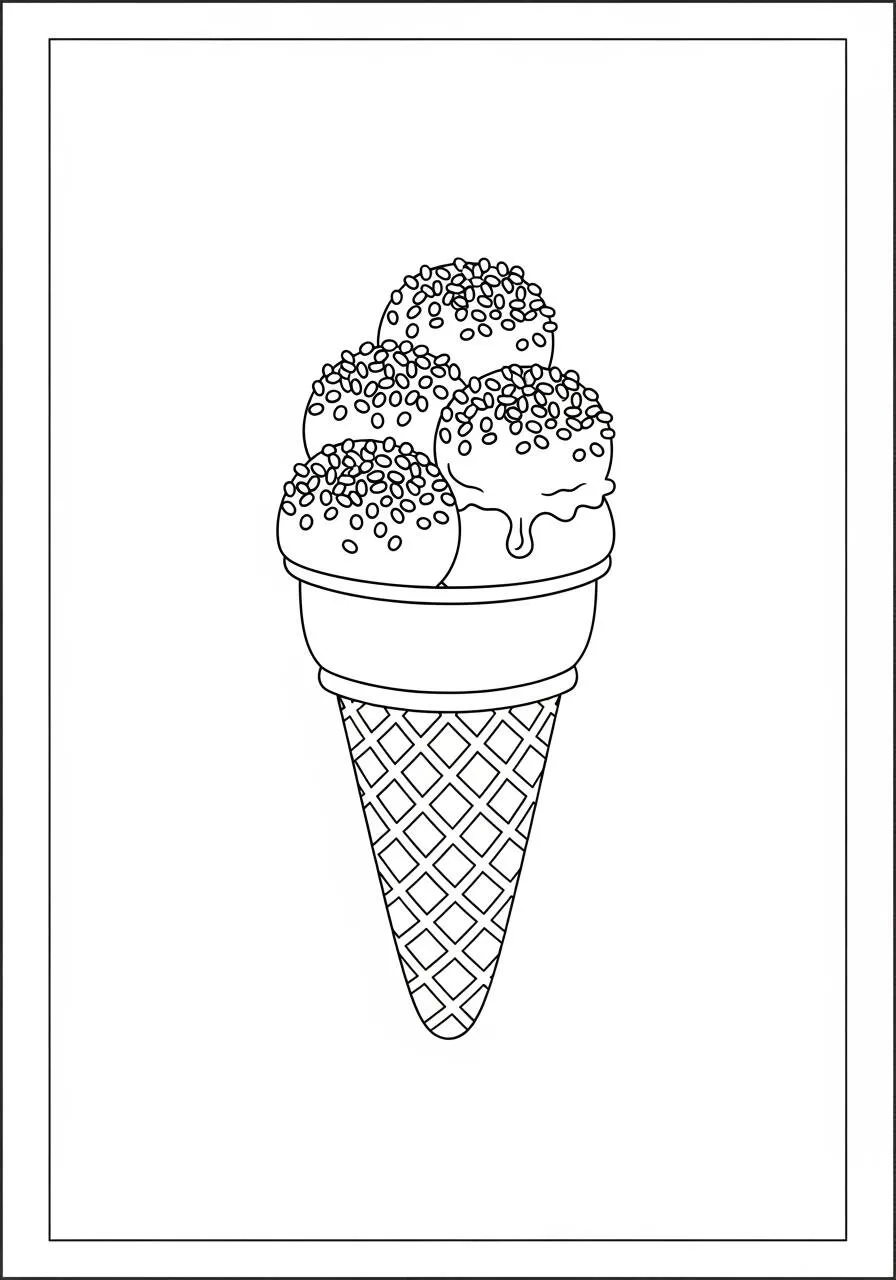 Helado con chispas Página para colorear