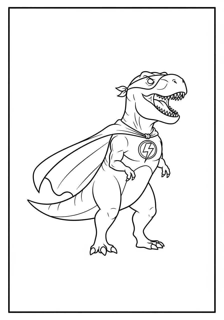 Desenho de T Rex Super Herói para Colorir