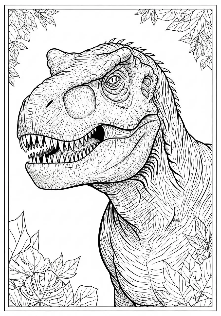Desenho de T Rex Detalhado para Colorir