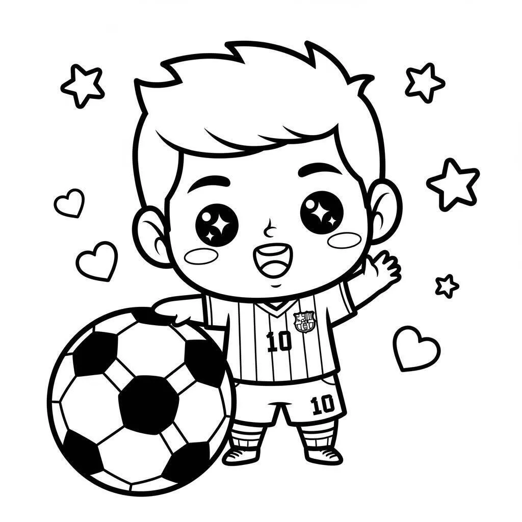 Desenho de Messi com a Bola para Colorir
