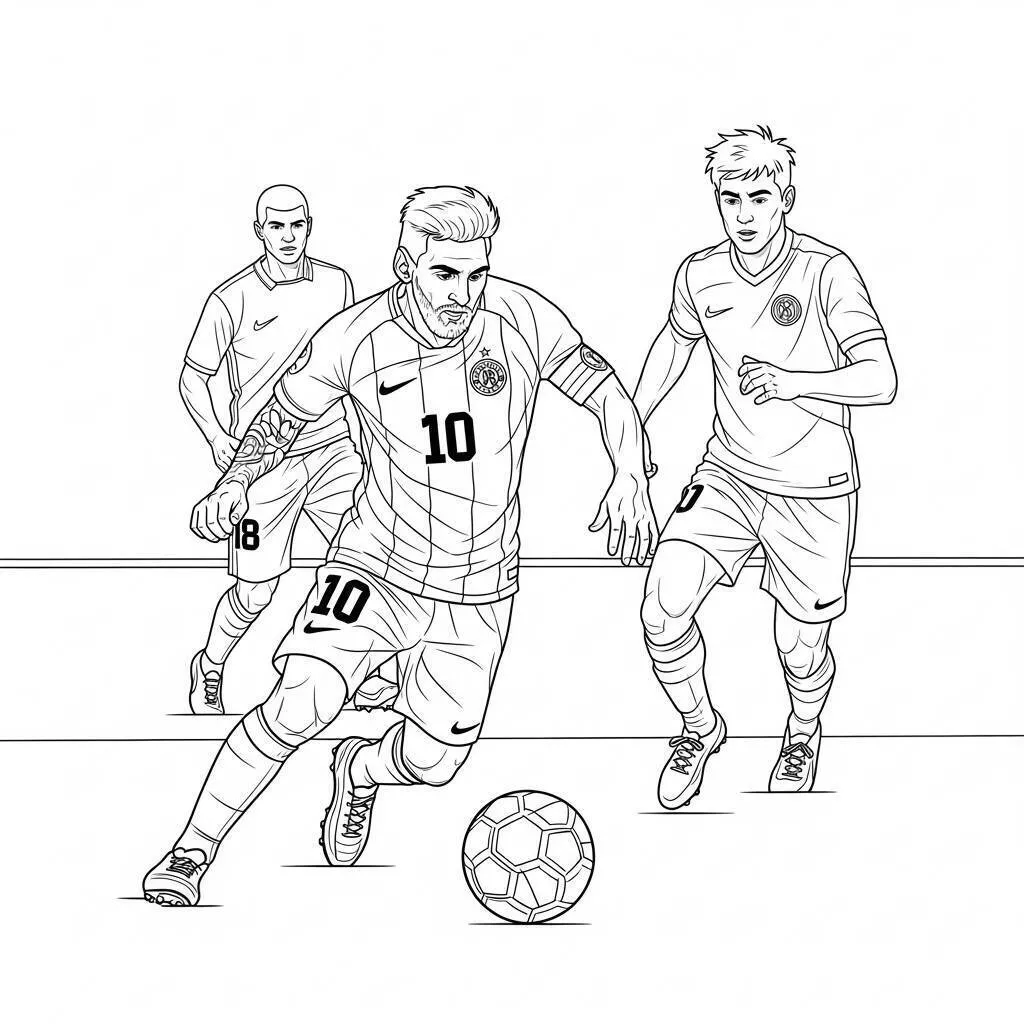 Desenho de Messi Driblando para Colorir
