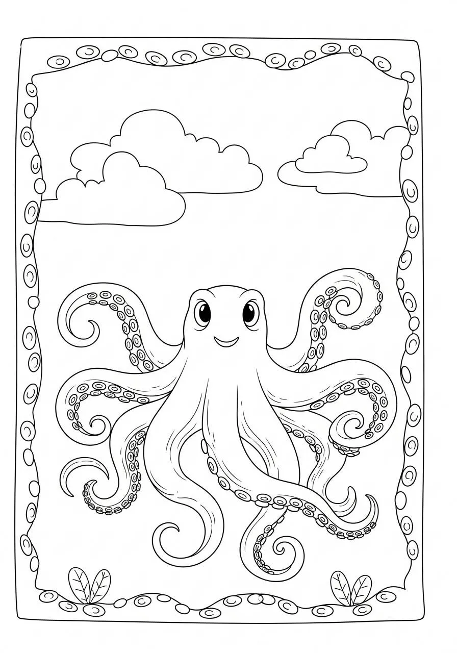 Desenho de Polvo Feliz para Colorir