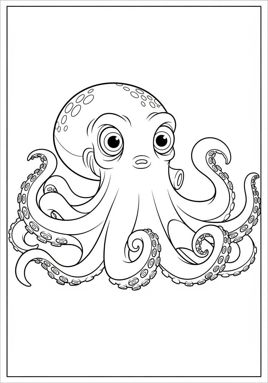 Desenho de Polvo Divertido para Colorir