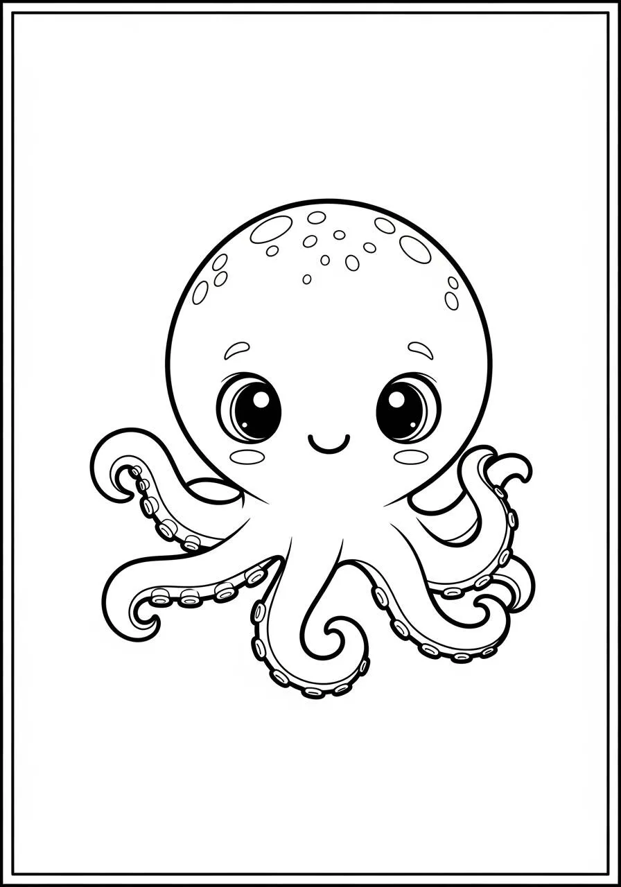 Desenho de Polvo Fofo para Colorir com Olhos Grandes