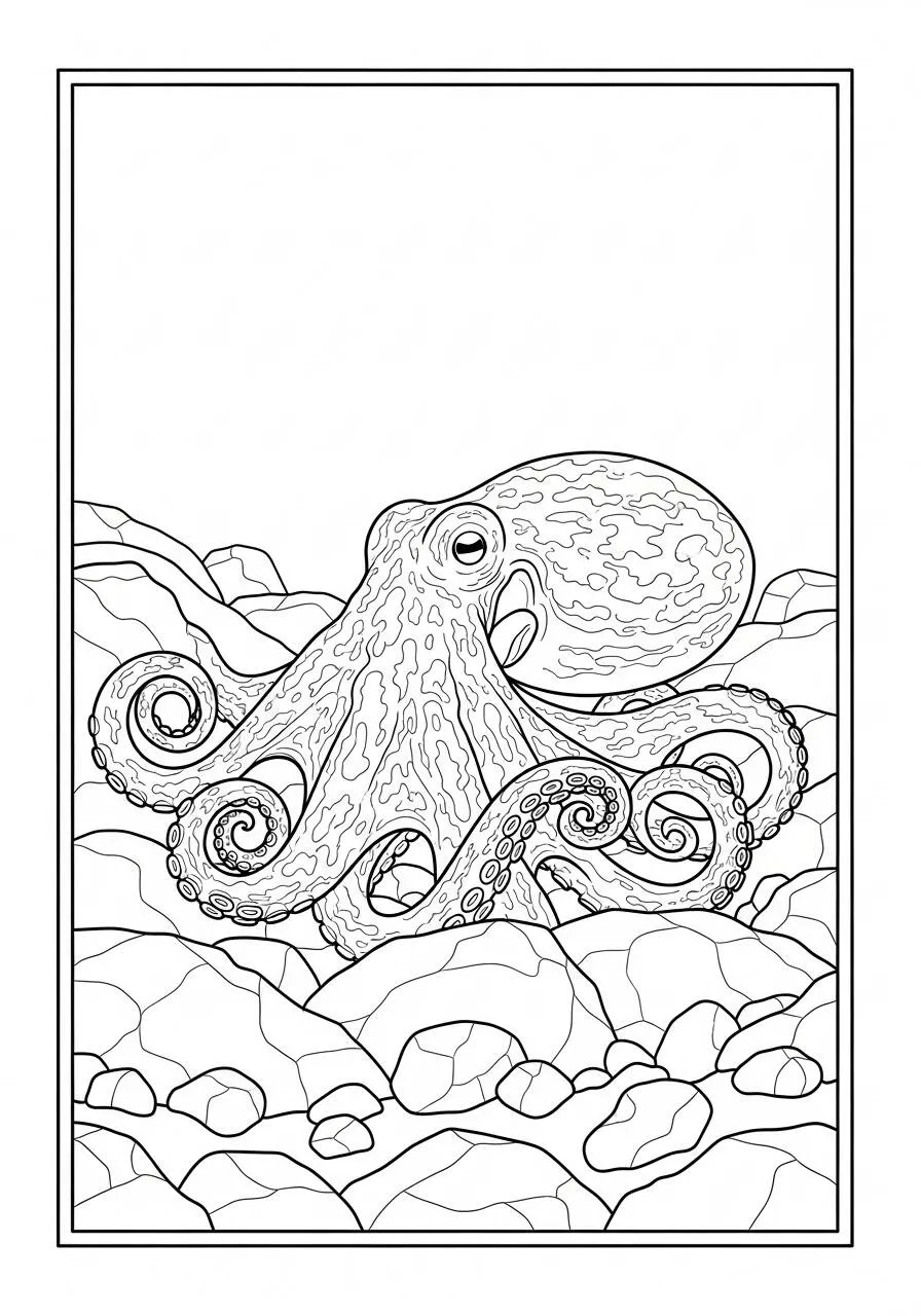 Desenho de Polvo Detalhado para Colorir