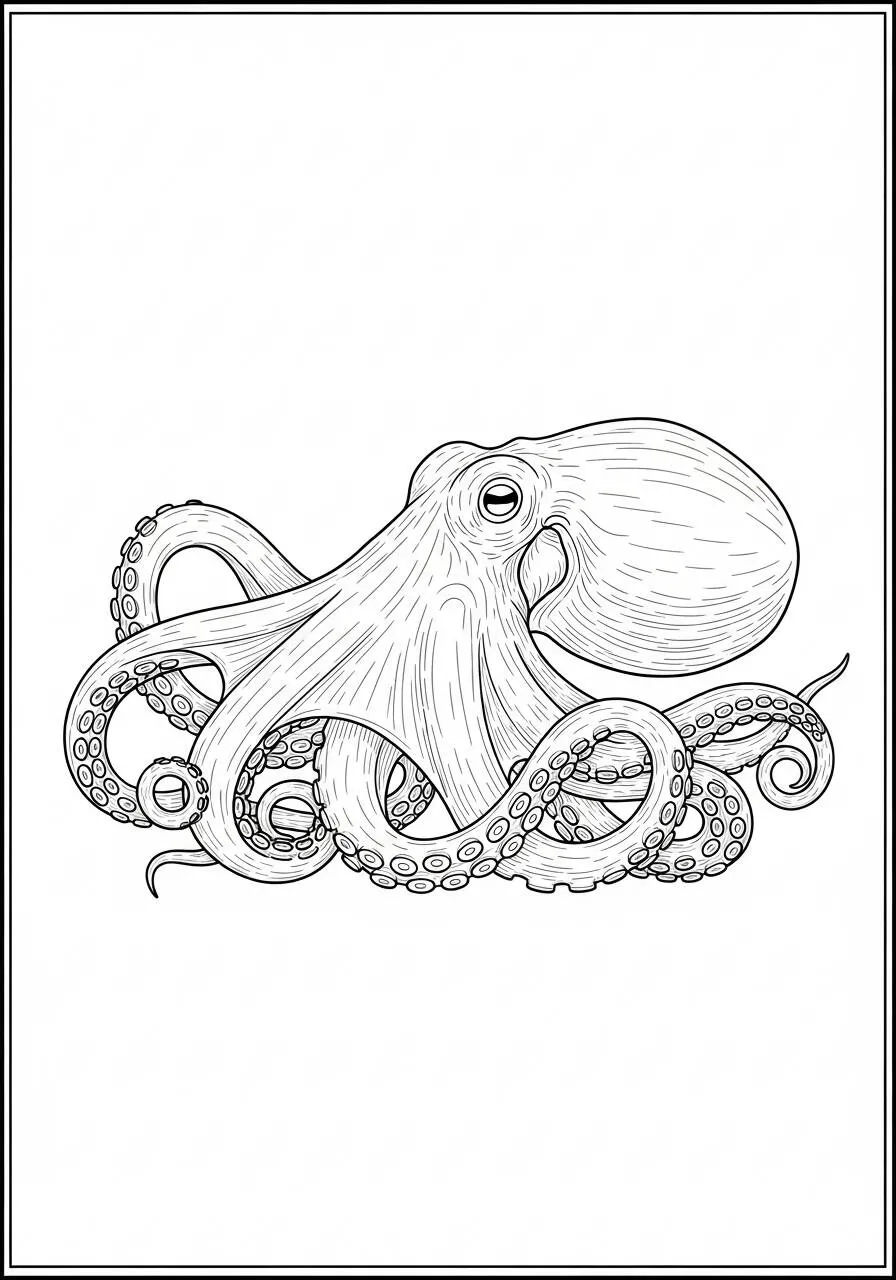 Desenho de Polvo Realista para Colorir