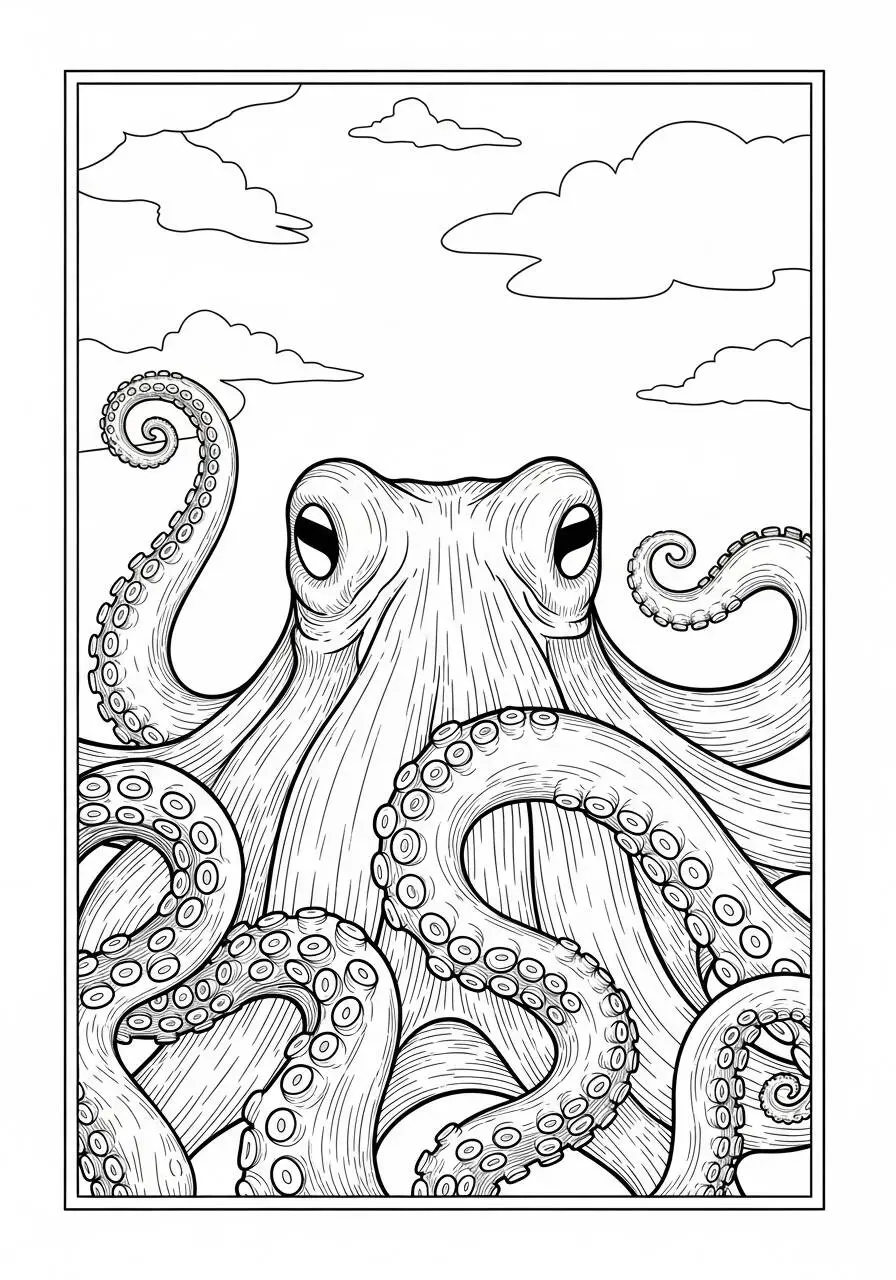 Desenho de Polvo Detalhado para Colorir