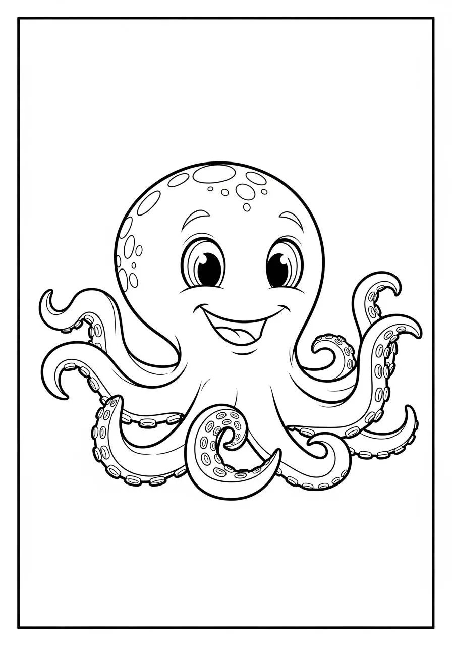 Dibujo De Pulpo Sorriente Para Colorear