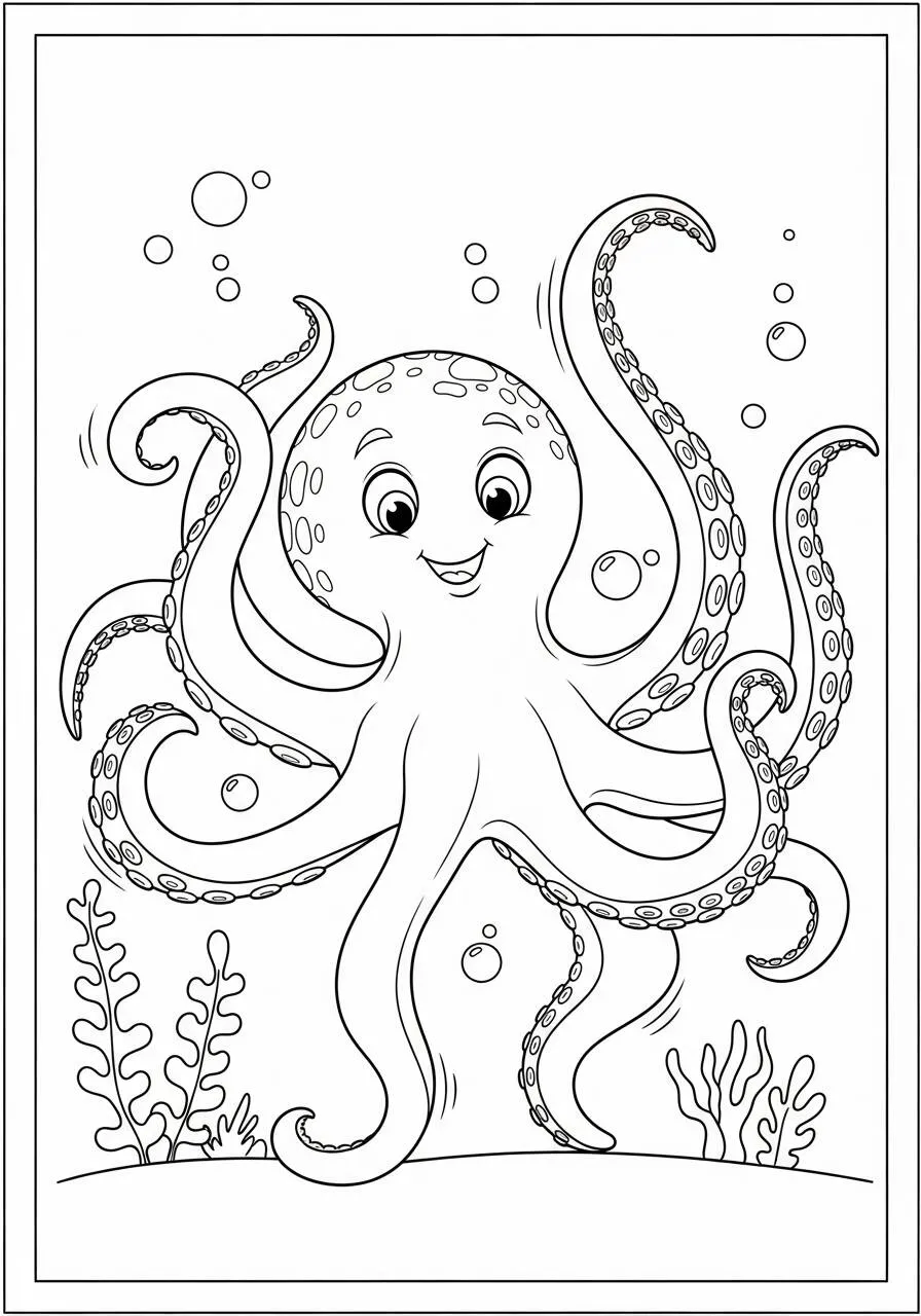 Pulpo alegre Página para colorear