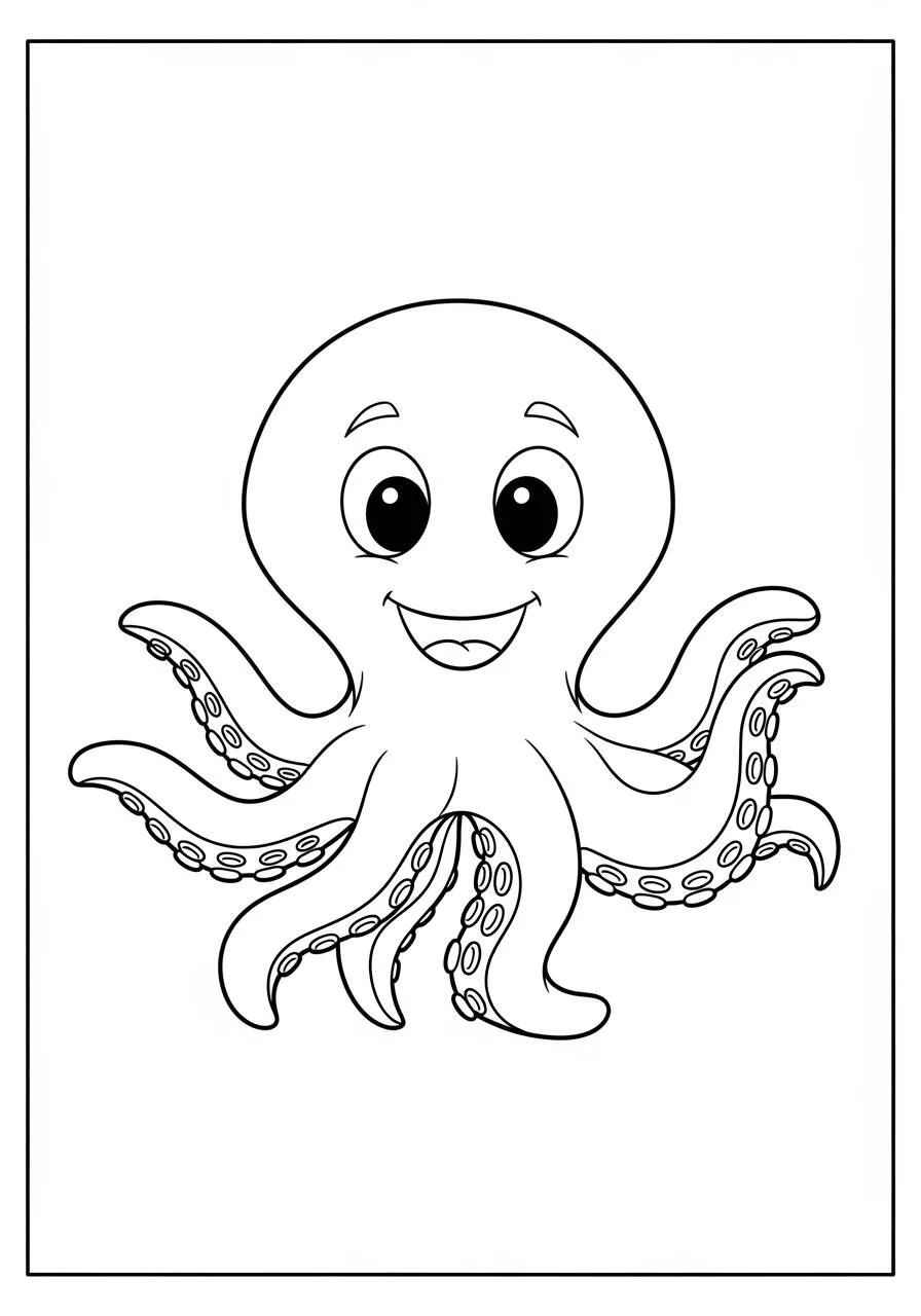 Lindo pulpo para colorear con sonrisa