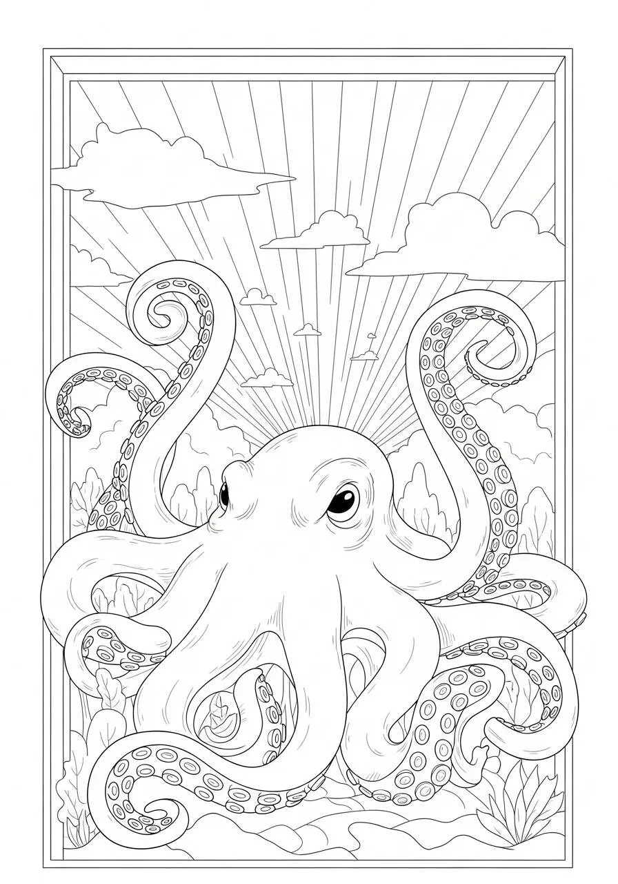 Polpo con enormi tentacoli da colorare