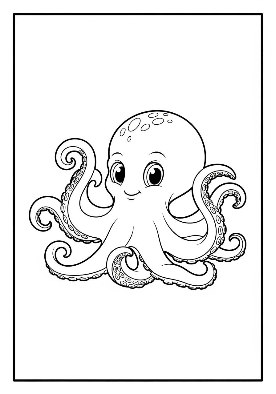Desenho de Polvo Fofo para Colorir
