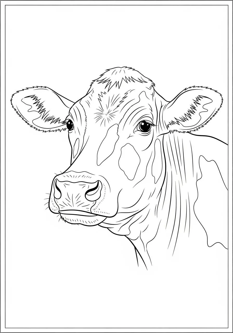 Pagina da colorare di mucca realistica