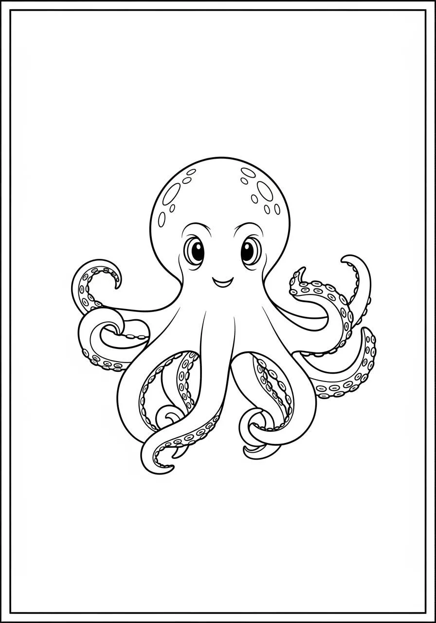 Desenho de Polvo Divertido para Colorir