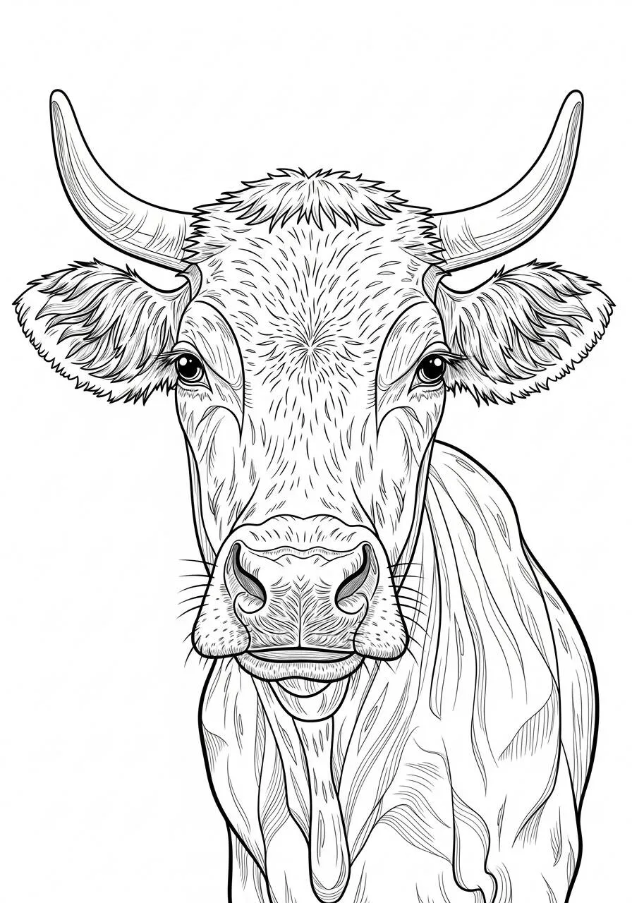 Coloriage vache mignonne avec sourire