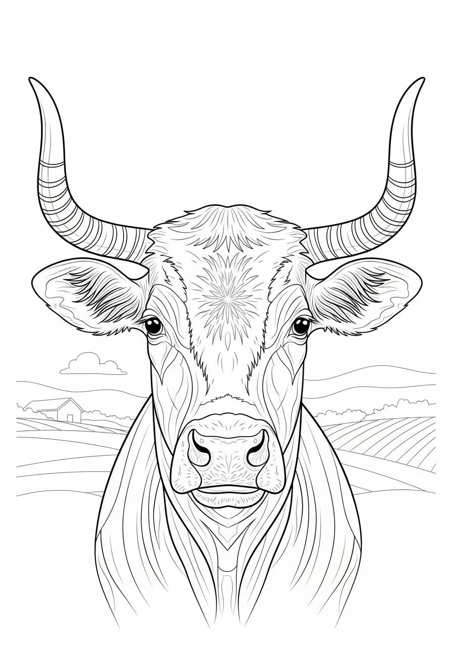 Coloriage détaillé de vache