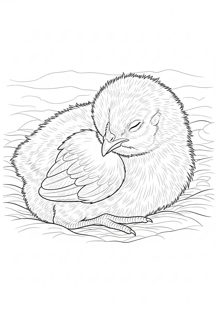 Coloriage poussin endormi