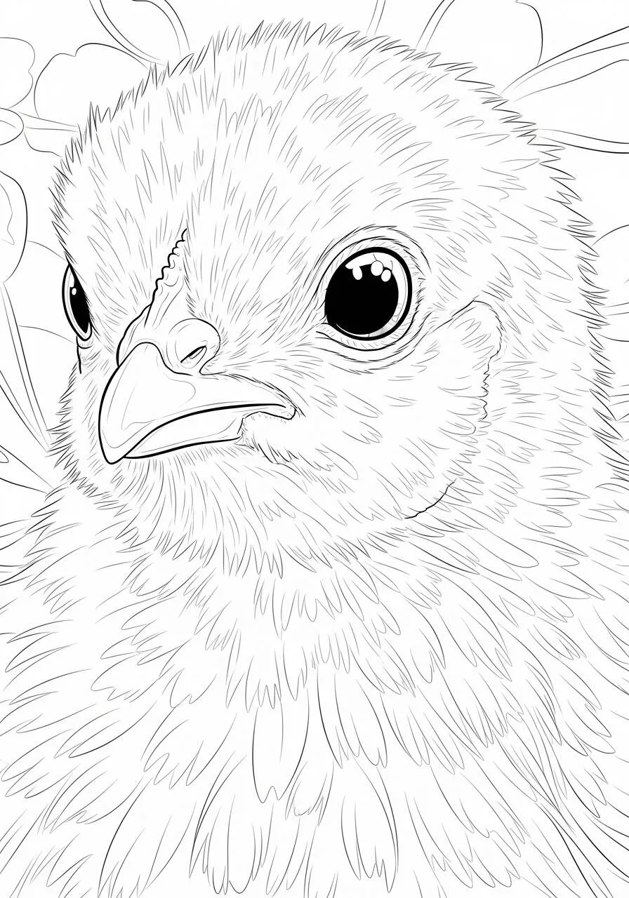 Desenho de Pintinho Fofo para Colorir com Detalhes Florais
