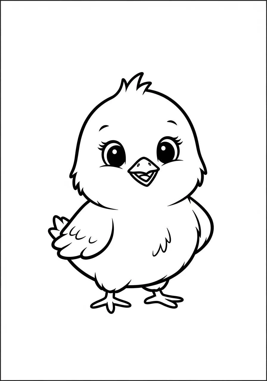 Desenho de Pintinho Fofo e Sorridente para Colorir