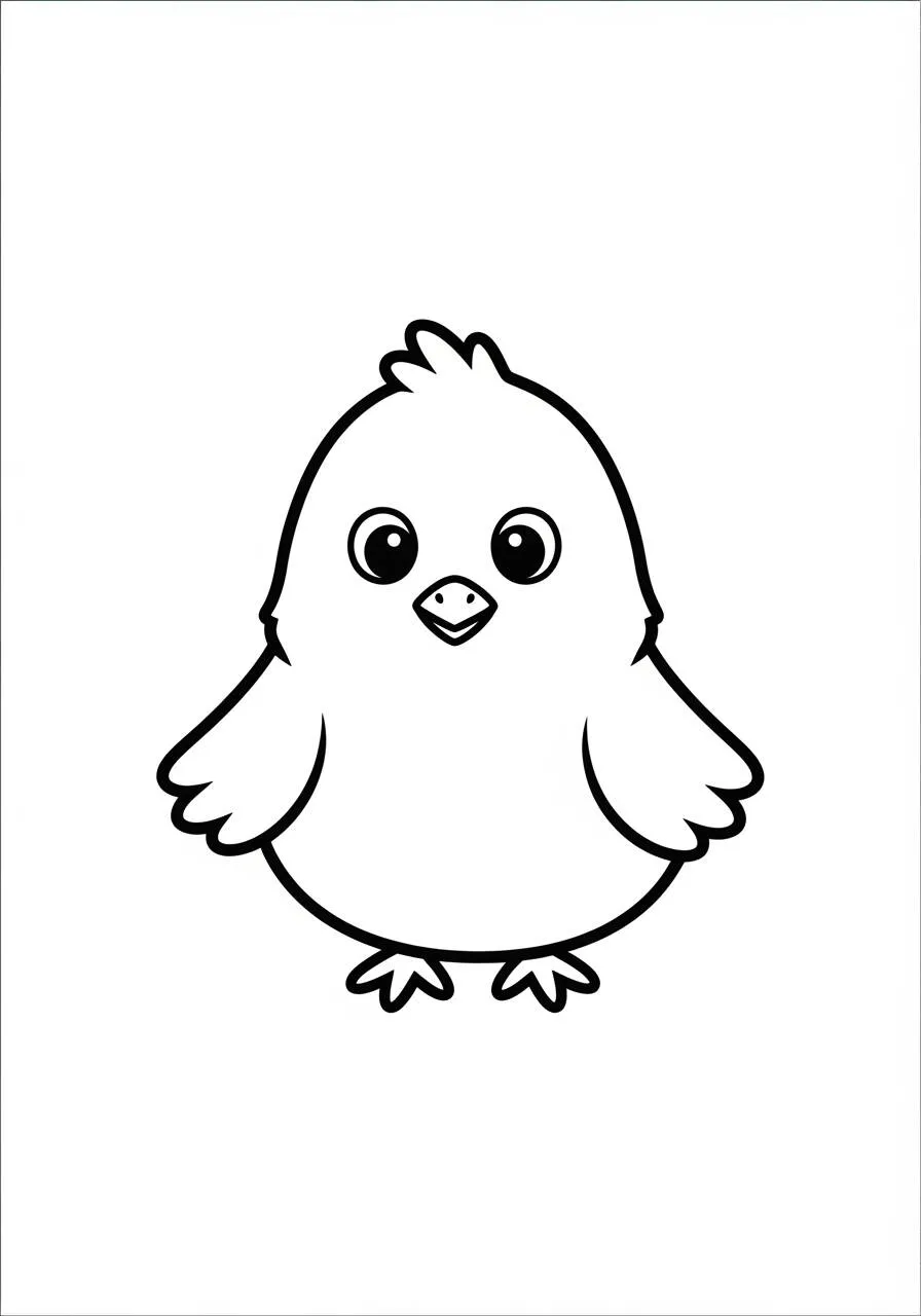 Desenho de Pintinho Fofo com Olhos Grandes para Colorir
